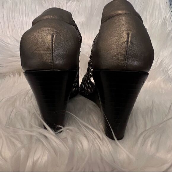 Brighton Gray Pewter Woven Wedge "REALM" Sandals Buckle Closure Women’s Sz 8.5 - Picture 6 of 10